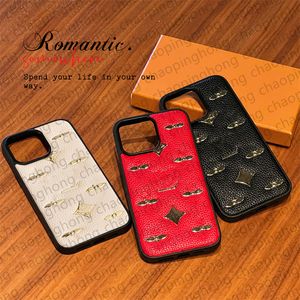 Étui de téléphone design Étui de luxe pour iPhone pour iPhone 15 Pro Max Étuis Apple iPhone 14 Pro Max 12 Pro 13 11 13promax 12promax Étuis de marque en cuir 3D Lettre d'or Couverture mobile