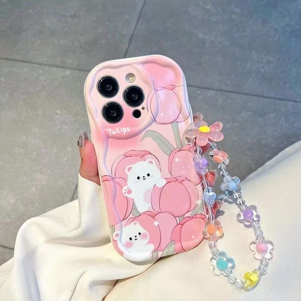 Estuche para teléfono de diseñador Tulip Bear Cartoon Cute Adecuado para iPhone 11 12 13 Pro max XR XSMAX Estuche blando de silicona All-Pack Anti-fall 7 8 plus