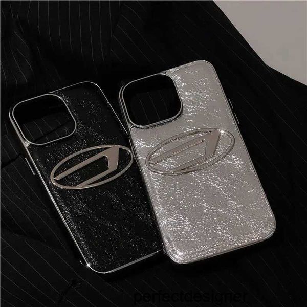 Cas de téléphone de concepteur Couverture Designer Tinfoil Pattern Phone Cases pour iPhone 14 14Pro 14Plus 13 12 Max Marque de luxe Imprimer Argent Brillant Cover CaseTHO9