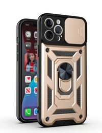 Designer Phone Cases Porte-anneau en métal pour IPhone 11 Magnetic Window Push Call Phone Case