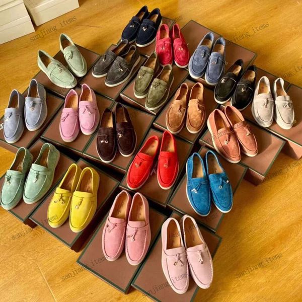 Diseñador Pianas Encantos de verano Caminar Ante Caballero Zapatos de vestir Hombres para mujeres Cosidos a mano Suave Slip-on Mocasín Confort Fiesta Loro Vestido Casual Caminar Eur 35-44