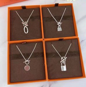 Designer varkensneus hanger ketting ketting vrouwen ot buckle lock zilveren ketting titanium roestvrij staal vrouwelijke koptas cirkel tag sleutelbeen keten sieraden cadeau