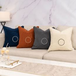 Funda de almohada de diseño con letras, cojín para sofá, color puro, naranja, marrón, cuadrado, súper suave, fácil de limpiar, decoración del dormitorio, funda de almohada, artículos para el hogar JF002 E23