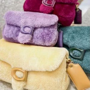 Almohada de invierno Tabby Fuzzy Wool Satchel Pochette Bag Diseñador de lujo para mujer Piel de piel de oveja para hombre Bolsas de embrague Cross Body Totes Bolso Vintage Flap Fluffy Bolsas de hombro