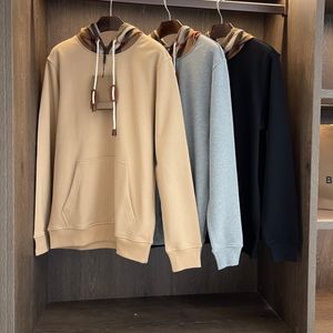 Diseñador Sombrero a cuadros Sudaderas con capucha Mezclado Bolsillo con capucha Tejido con sobrepeso Suéter Sudadera con capucha de marca Tricolor Unisex Otoño e invierno