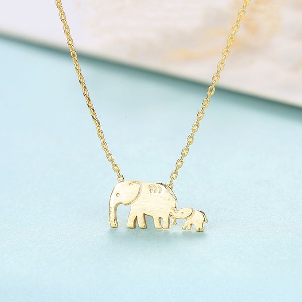 Designer Plaqué Or 18k Éléphant S925 Pendentif En Argent Collier De Mode Animal Mignon Femmes Collier Bonne Chance Souhaitant Collier Chaîne Couple Bijoux Cadeau