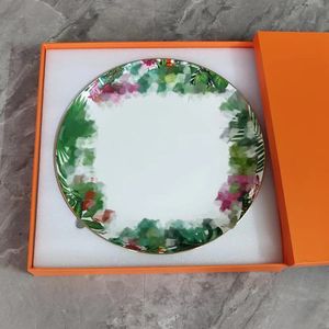 Assiettes de styliste, vaisselle série forêt, motif fleurs et feuilles, grandes assiettes de 16 pouces avec boîtes
