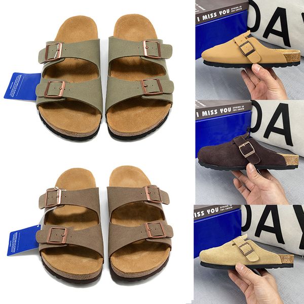 Plate-forme de créateurs bouque des sandales pantoufles en daim de boucle en cuir breveté diapositives femmes pour hommes sandale extérieure curseurs de liège chaussures d'été taille 35-46