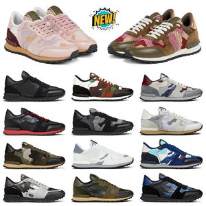 Plateforme de créateurs luxure hommes femmes chaussures décontractées Valentino Camouflage Camo Rockrunner Valentinoshoes Skate ValentinosNeakers Sneakers Trainers Loafers 38-45