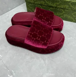 Designer platformpantoffels Luxe sandalen Heren- en damespantoffels met doos Modieuze wol, canvas, klassiek borduurwerk Modieuze platformschoenen Damessandalen, 35~44