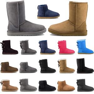 Plataforma de diseñador Bota de nieve Mujer Botas de invierno Diseñadores Botines Zapatos Castaño Negro Zapatillas de piel cálida Interior Australia Botines 36-41