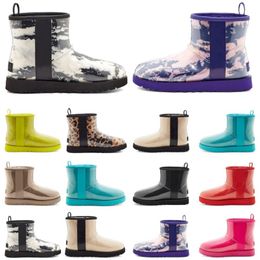 Designer Platform uggss ugglie Australische klassieke heldere mini-laarzen Australië dames wintersneeuw bont harige satijnen laars enkellaarsjes sneeuw Half knie kort