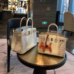 Diseñador Platinum Leather Bk Handbag 2024 Sitio web oficial Emma Ladies Bag Tplatinum Crocodile Bucket