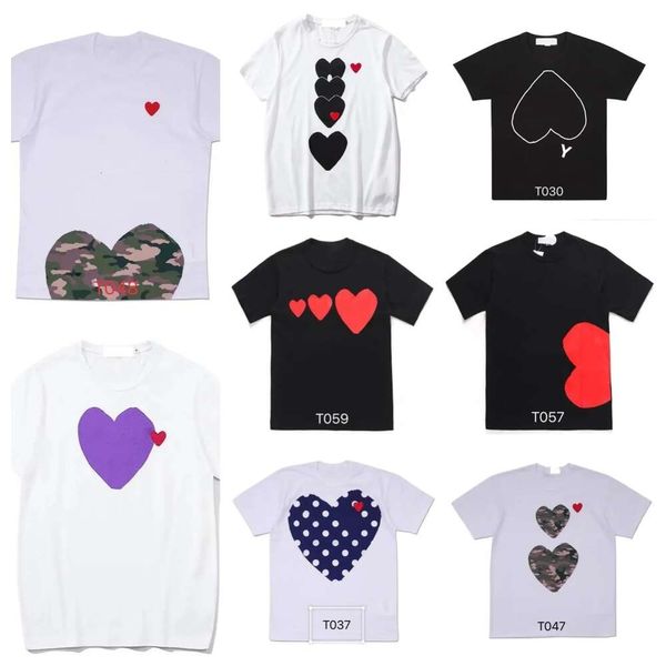 Designer Play T-shirt COMME DES GARCONS Coton Marque De Mode Rouge Coeur Broderie T-shirt Femmes Amour Manches Couple À Manches Courtes Hommes cdgs jouer zm