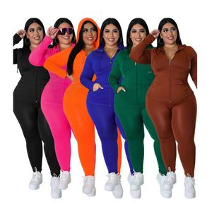 Ontwerper Grote maten 4XL 5XL Trainingspakken Vrouwen Herfst Winter Trainingspakken Effen Outfits Jas met lange mouwen Broek Tweedelige sets Casual joggingpakken Groothandel Kleding 8195