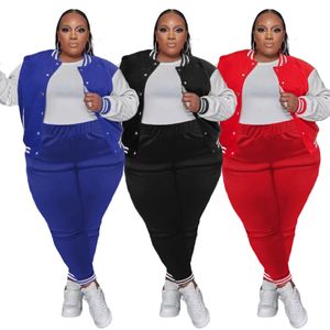 Diseñador Tallas grandes 4XL 5XL Chándales Mujer Otoño Invierno Chándales Uniforme de béisbol Trajes Chaqueta de manga larga Pantalones Conjuntos de dos piezas Trajes de jogger casuales Ropa 8821