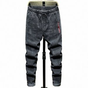 Designer Plus Taille 9XL 10XL Jeans pour hommes Taille élastique Lâche Confortable Casual Harem Pantalon Noir Bleu Denim Pantalon 61j0 #