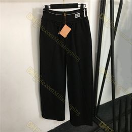 Pantalones cálidos de felpa de diseñador para mujer, pantalón de chándal con cordón elástico, pantalón de pierna ancha, pantalones informales de moda de invierno