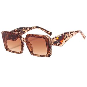 Designer lunettes de soleil carrées polarisées lunettes de soleil lunettes lunettes pour hommes femmes luxe UV400 anti-reflet plein cadre sports d'été plage vacances imbriquée thé