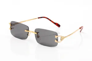 Designer Polaris Sunglasses Women Mens Fashion Frame sans cadre féminine Gradient Rectangle Gold Alloy Homme Carti Sun Verres Red Big Eyewear surdimensionnées UV400 CEPE