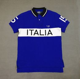 Polos de créateurs adaptés à la taille du T-shirt à manches courtes pour hommes ITALIA 100% pur coton italien de haute qualité avec broderie tech270x
