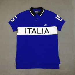 Polos de créateurs adaptés à la taille du T-shirt à manches courtes pour hommes ITALIA 100% pur coton italien de haute qualité avec broderie tech261I