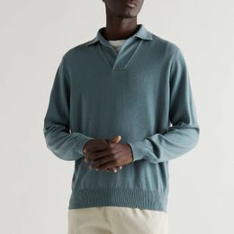 Polos de créateurs pour hommes tricotés Loro Piana polo à manches longues en cachemire bébé mode automne et hauts d'hiver