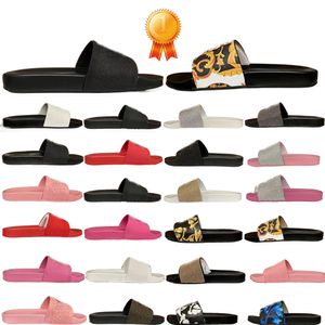 Pantoufles de piscine de concepteur pour hommes diapositives femmes diapositives classiques chaussures de plage d'été plat homme éraflures en cuir caoutchouc plat rose or slitter diapositives curseurs
