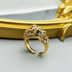 Designer Populaire middeleeuwse vintage koper vergulde True Gold Wax Set kleurrijke zirkonium carter cheetah opening verstelbare ring arx7