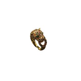 Designer Popular New Type Ring Leopard Wax incrustée de zircone colorée Carter Bijoux Heavy Industry Réglable Ajustement Q41H