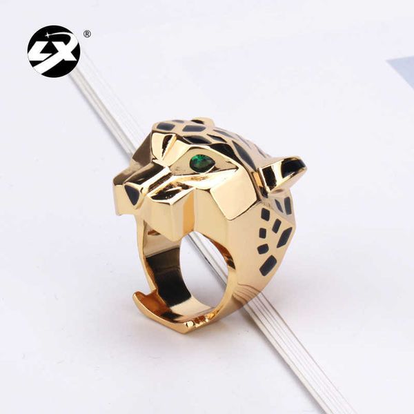 Diseñador Popular personalizado creativo punto patrón leopardo cabeza anillo moda artesanías para hombres y mujeres