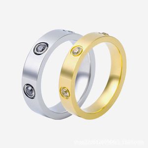 Designer Popular Titanium Steel Ring Carter Fashion Rose Gold Six Diamond Couple