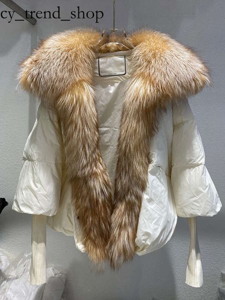 Designer PPDDA Veste Mode Hiver Véritable Col De Fourrure De Renard Épais Chaud Puffer Veste Parkas Femmes Manches Tricotées Lâche Blanc Fox À Capuche Canard Vers Le Bas Manteau Veste Hip Hop 58