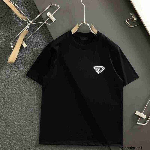 Designer Pra PRA été nouveau Triangle lettre col rond T-shirt unisexe Paris âne 1v 63M1