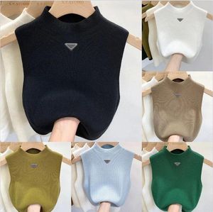 Diseñador Pra Vest Sweater Mujeres Prads Sweaters Sweaters Spring Fall Letter Loose Flower Round Cabellado Cabalegas Caballes sin mangas Top Wistcoat Jumpe V2UQ#