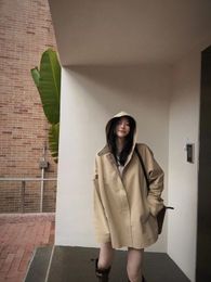 Trench-Coat à capuche de luxe de styliste, kaki, ample, avec fermeture éclair, à la mode, avec Logo lettre C brodé, nouvelle collection 2023