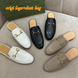 Designer Princetown Slippers Loafer Muller Slipper Echte Lederen Schoenen met Gesp Mode Vrouwen Casual Mule Platte Schoenen met stofzak 35-43