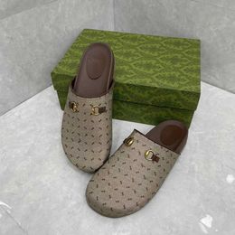 Diseñador Princetown zapatillas mulas mujeres mocasines cadena de metal zapato casual zapatilla de encaje cuero genuino cómodo 240215