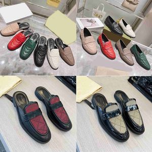 Ontwerper Princetown Women Slippers Loafers Matte lederen koehide Sandalen Patent Echt lederen Casual schoenen Metalen gesp