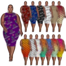 Designer Print Plus Size Summer Long Sundresses Dames Mouwloze sexy bodycon Maxi -jurken