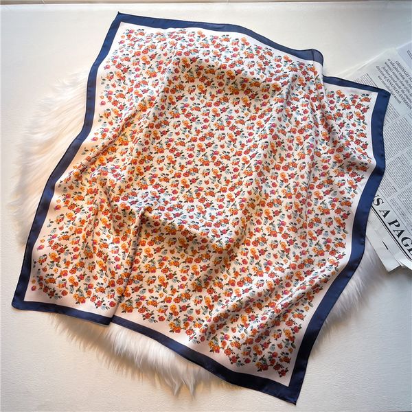 Designer Print Rose Fleur Motif imiter Soie Foulard Bandeau pour Femmes Mode Longue Poignée Sac Foulards Paris Épaule Fourre-Tout Bagages Ruban Tête Wraps 70*70CM