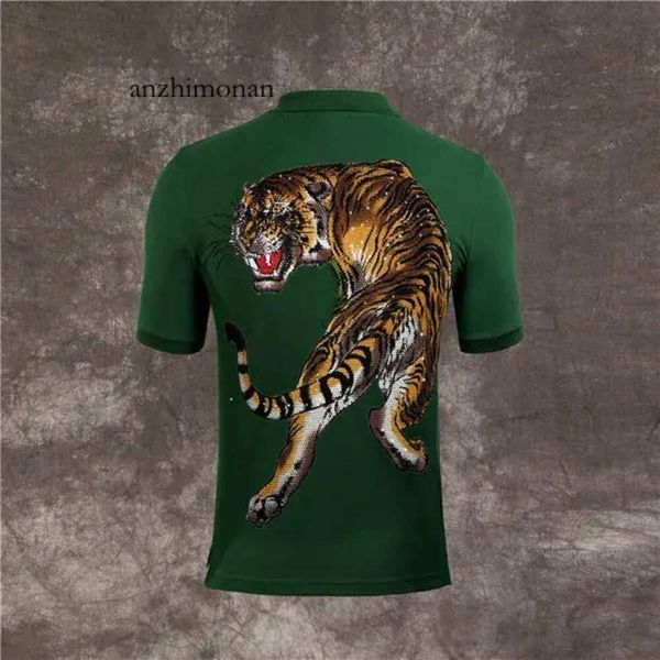 Diseñador Impreso Philipps Phillip # 81 Camiseta Hombres Hombres Pleins Diseñador Llanura Moda Nuevo Animal Polo Camisa Solapa Cuello Slim Fit Manga corta Tops Casu 176