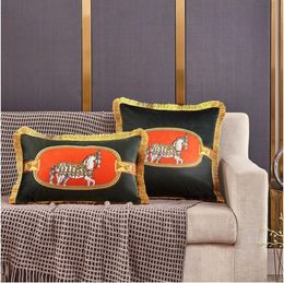 Diseñador Impreso Velvet Tassel Cushion Cushion Geometry Luxury Home Decorativo Sofá Silla Cubra de almohada de almohada