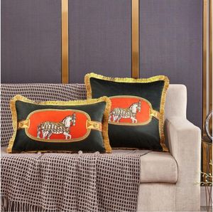 Diseñador Impreso Velvet Tassel Cushion Cushion Geometry Luxury Home Decorativo Sofá Silla Cubra de almohada de almohada