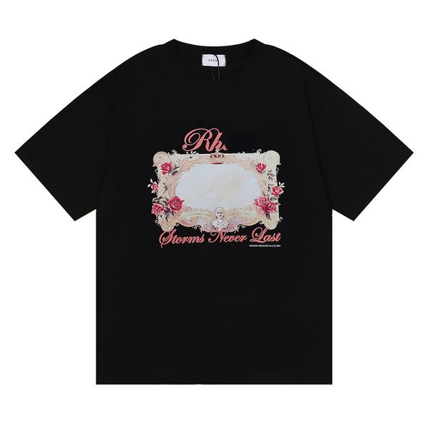 Designer Printing T-shirts Summer Cotton Letter Rose Mirror Tops Loose Short Sleeve Tees pour hommes et femmes