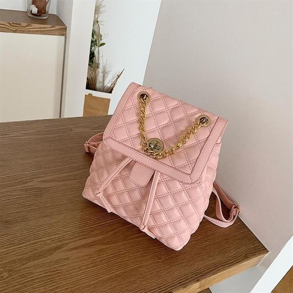 Designer Pu Leather Backpacks Women High Quality Ladies Shoulder Bag High Quality School Bags for Teenage Girls Chain Travel Bag178E