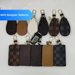 Designer Pu Leather Wallet Sac Keeschaines Clés de voiture Hateaux de clés Plaid Brun Brown Socches Pendants Cortes de porte
