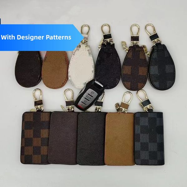 designer PU Portefeuille en cuir Sac Porte-clés Clés de voiture Titulaire Porte-clés Noir Plaid Marron Fleur Pochettes Pendentif Porte-clés Charmes pour Hommes Femmes Cadeaux L558012