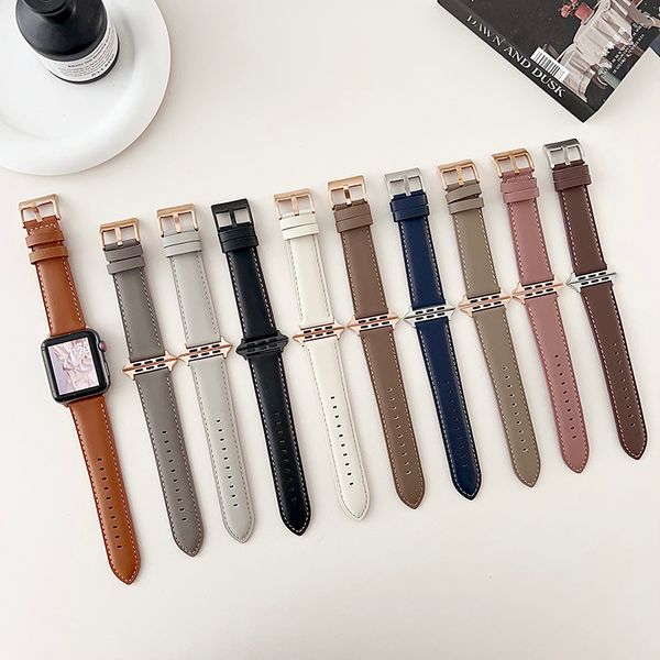 Bracelet de montre en cuir PU de créateur Sangles intelligentes pour Apple Watch Band Ultra 38 mm 42 mm 44 mm 45 mm iwatch Band Series 8 9 4 5 6 7 Business Men Women Watchband