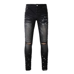 Designer PURP Marque American High Street Ripped Couple Black Jeans Denim Pant